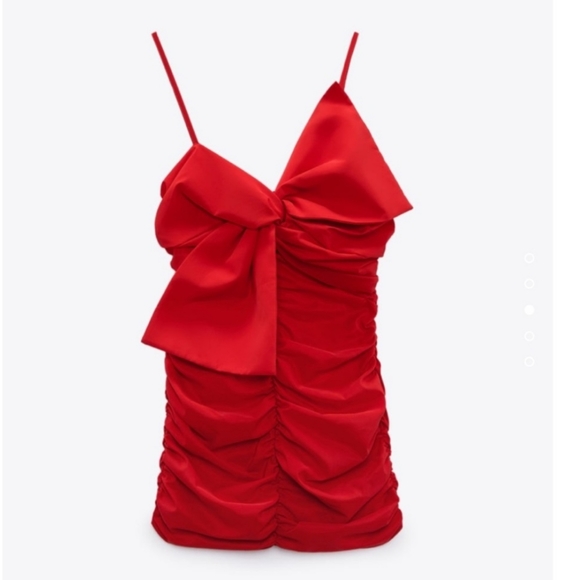 Zara Ruched Bow Red Mini Dress - Picture 10 of 10